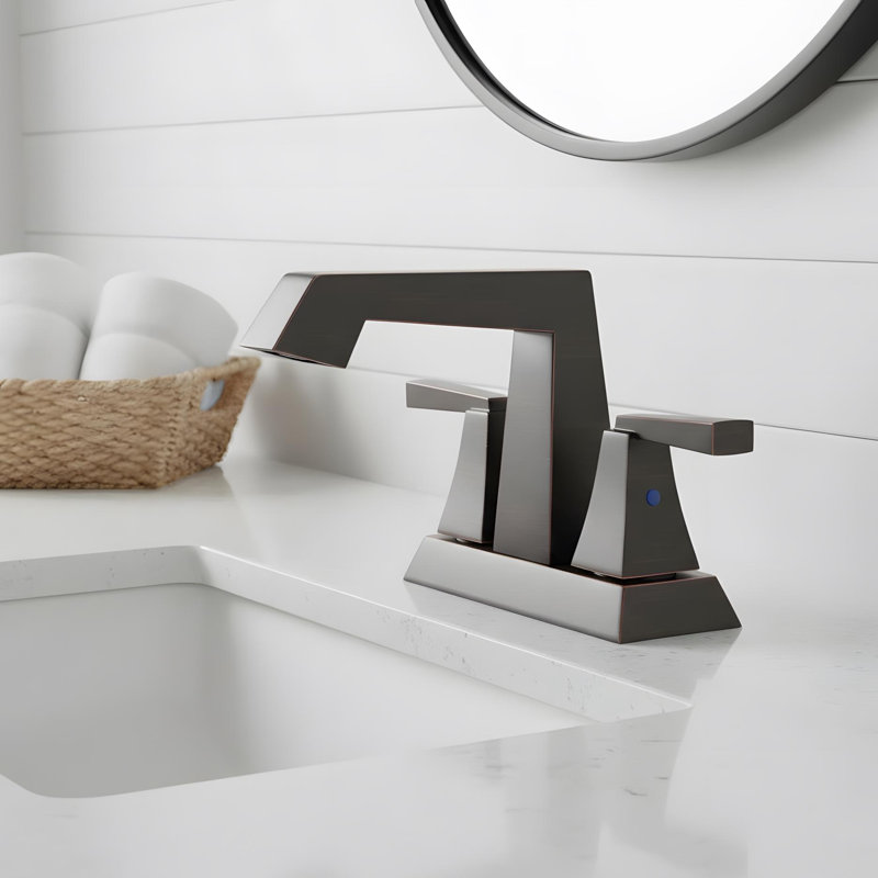 Modern Bathroom Sink Faucet with 2-Handle, Oil-Rubbed Bronze