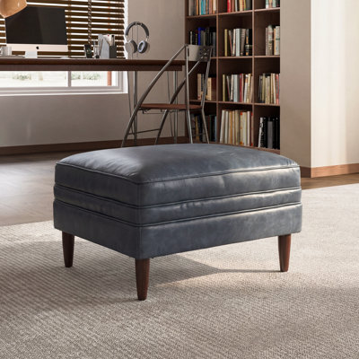 Ashtabula  100% Genuine Leather Ottoman 30.31"