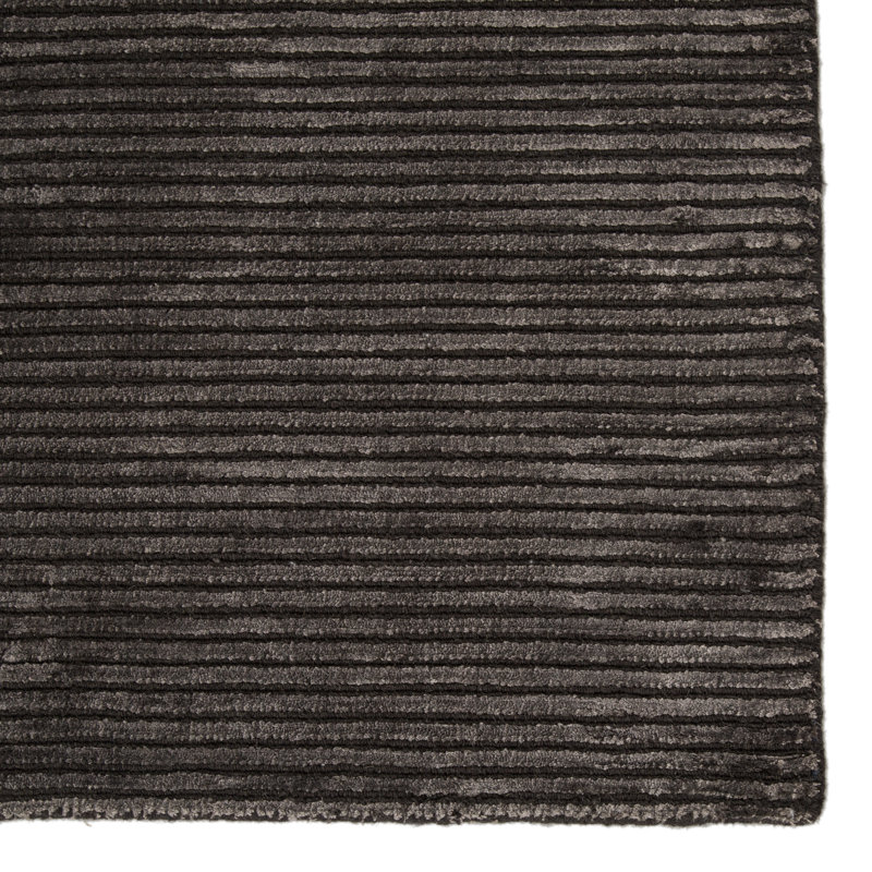 Tapis gris en laine / soie tissé à la main Nico, Rectangle 12 pi x 15 pi