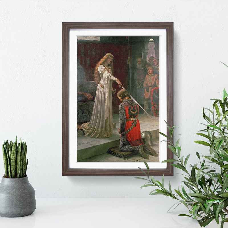 The Accolade by Edmund Leighton - Picture Frame Painting, 36cm H x 27cm W x 2cm D, Walnut