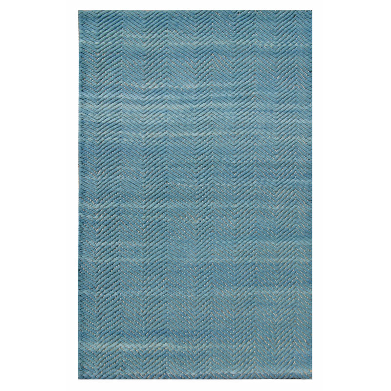 Tapis bleu unique de 9 pi x 12 pi