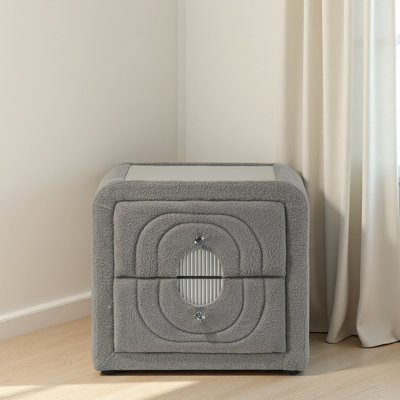 Teddy Sherpa  Chrome Nightstand