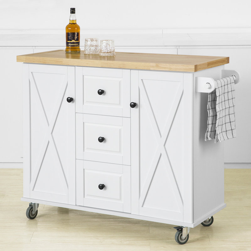 Peterlee Solid Wood Top Kitchen Cart