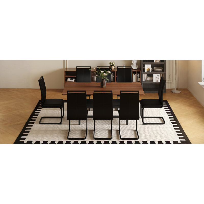 Ensembles de table de salle à manger spacieux en grain de noyer avec 8 chaises pour une maison moderne