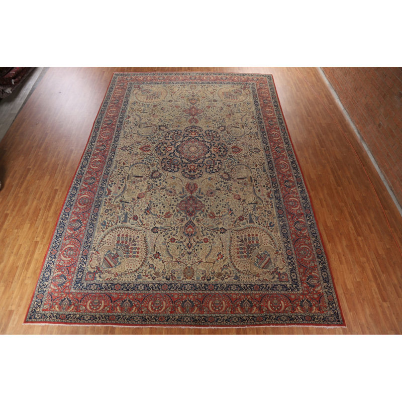 Tapis persan teint à la main Tabriz Haj Jalili pré-1900 pré-1900 noué à la main 13 x 20
