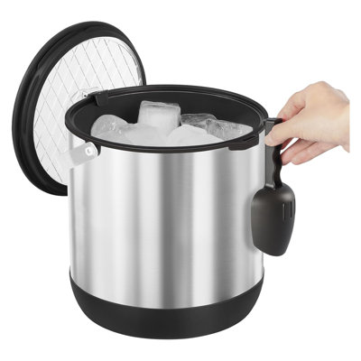 Seau à glace 7QT noir isolé avec couvercle pour champagne