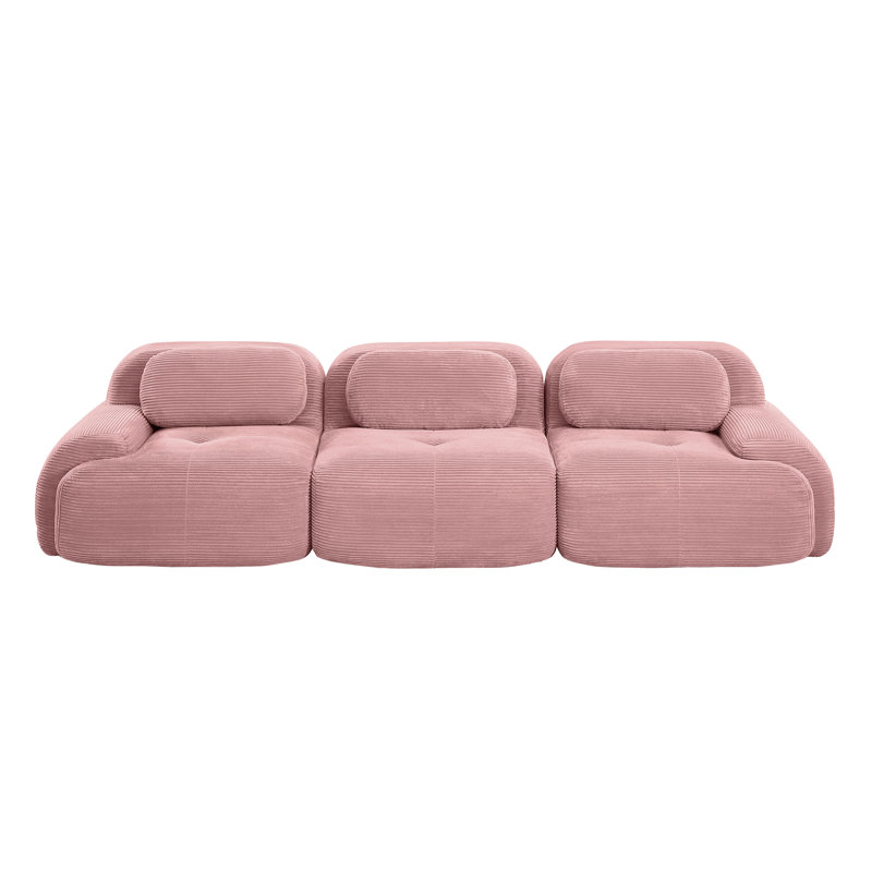 Canapé modulaire en velours côtelé modulaire 3 pièces Anwen, Velours côtelé rose