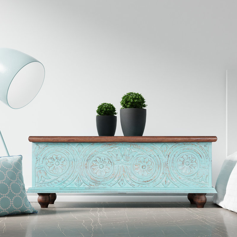 Coffre à linge Bungalow Rose Blizzard, Vert vieilli