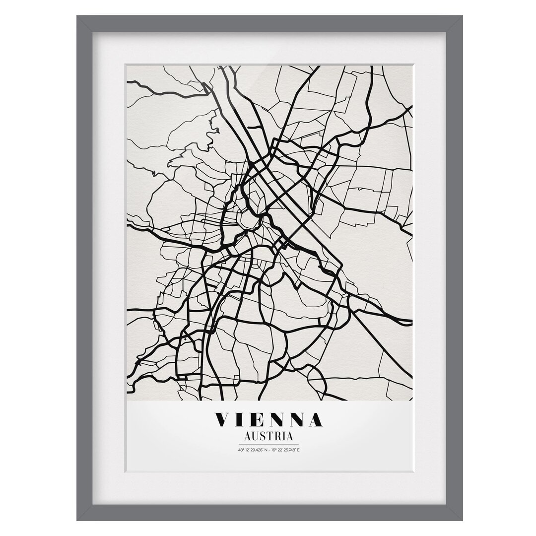 Gerahmter Grafikdruck Classic Vienna Street Map