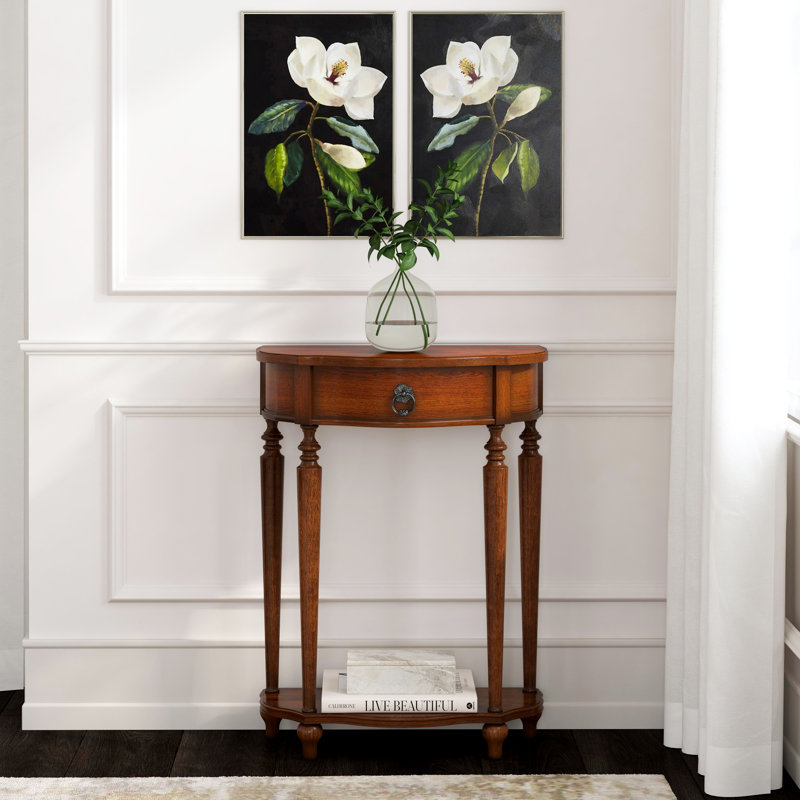 Ashby Demilune Console Table with Storage, Dark Cherry