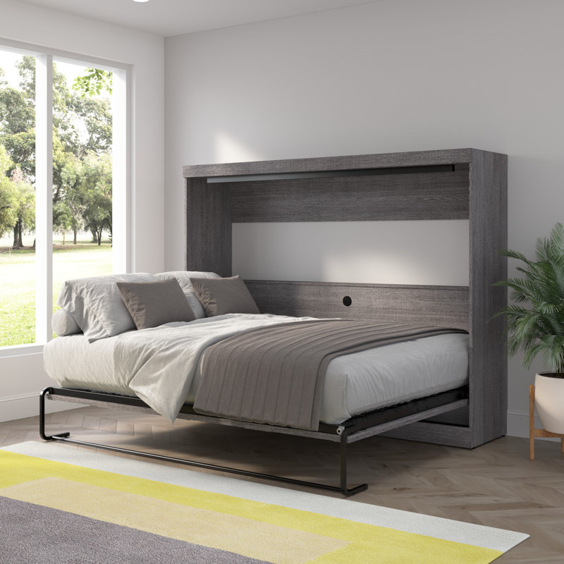 Lit escamotable horizontal, Grand lit, Gris foncé