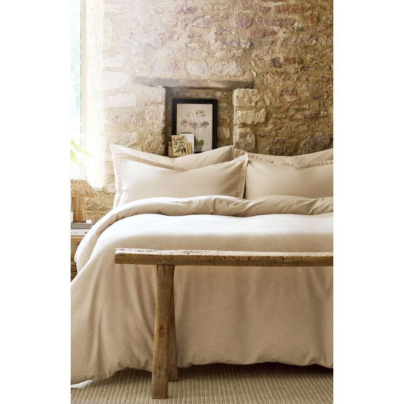 Flannel Marl Duvet Cover Set, King Duvet Cover + 2 Standard Pillowcases, Oat