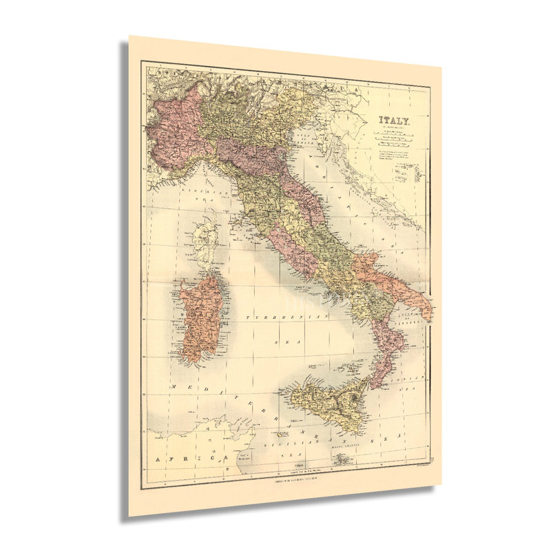 1890, Italie, carte sur papier, H 36 po x l 24 po