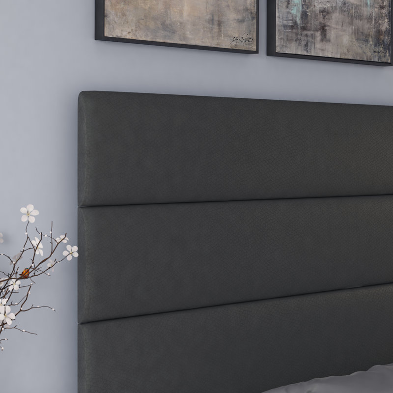 Paisley Dark Full/Double Tufted Faux Leather Upholstered Bed
