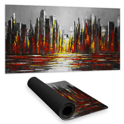 Abstract red skyline - 15.75"x31.50" Desk mat