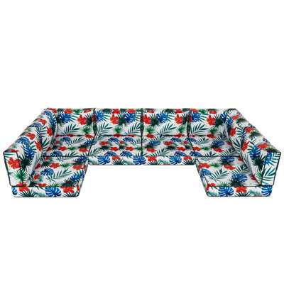 14 Piece Outdoor Sectional Cushions,Water-Resistant Patio Funiture Sectional Cushion Fits 6-seat Rattan Conversation Set Sofa Seat / Back Cushion (Including 4" High Density Foam )