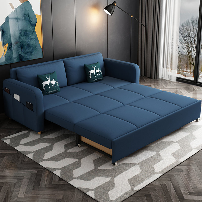 Canapé de salon simple en lin avec rangement rétractable, 55.1" W