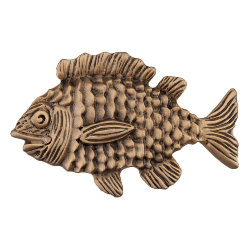 Fun Fish Cabinet Knob, Museum Gold