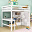 Lit mezzanine double avec bureau en L, escalier de rangement et tiroirs-1620173621