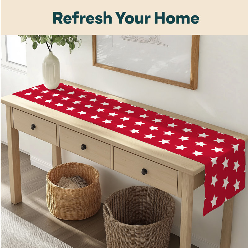 Epling Freedom Stars Milliken Signature Table Runner, 72" L x 12" W, Red
