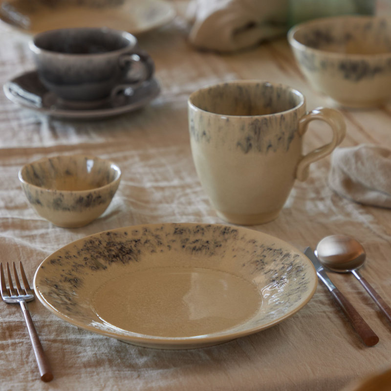 Madeira Handmade Dinnerware Set 5 Piece, Cream