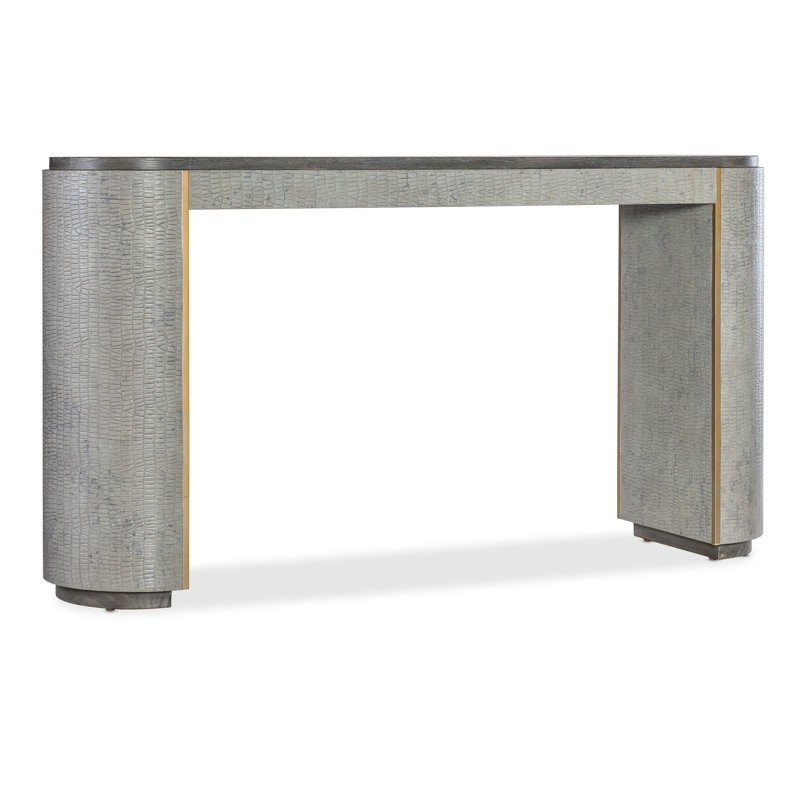 Gray Transitional Wood and Metal Console Table with Storage
