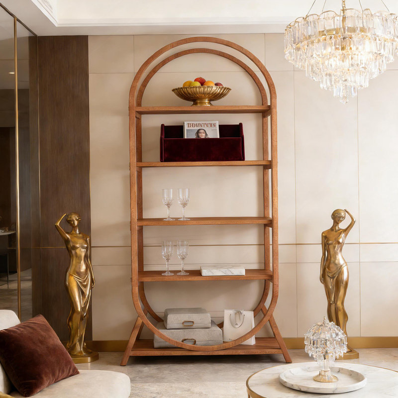 Versatile Display Rack,5-Tier Bookshelf,Compact Arched Bookcase