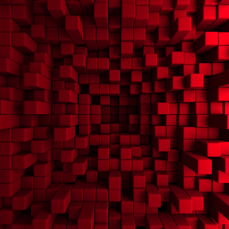 Red Blocks Background by Borzaya - Wrapped Canvas Print, 30cm H x 30cm W