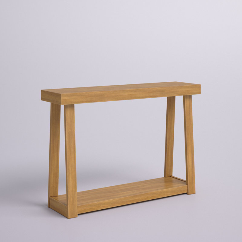 Beckett Solid Wood Console Table with Shelf, Pecan Brown, 32" H x 46.25" W x 12" D