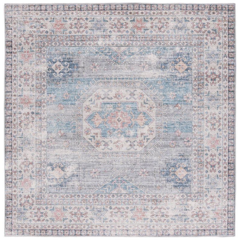 Maritess Machine Washable Southwestern Rug, Square 6'