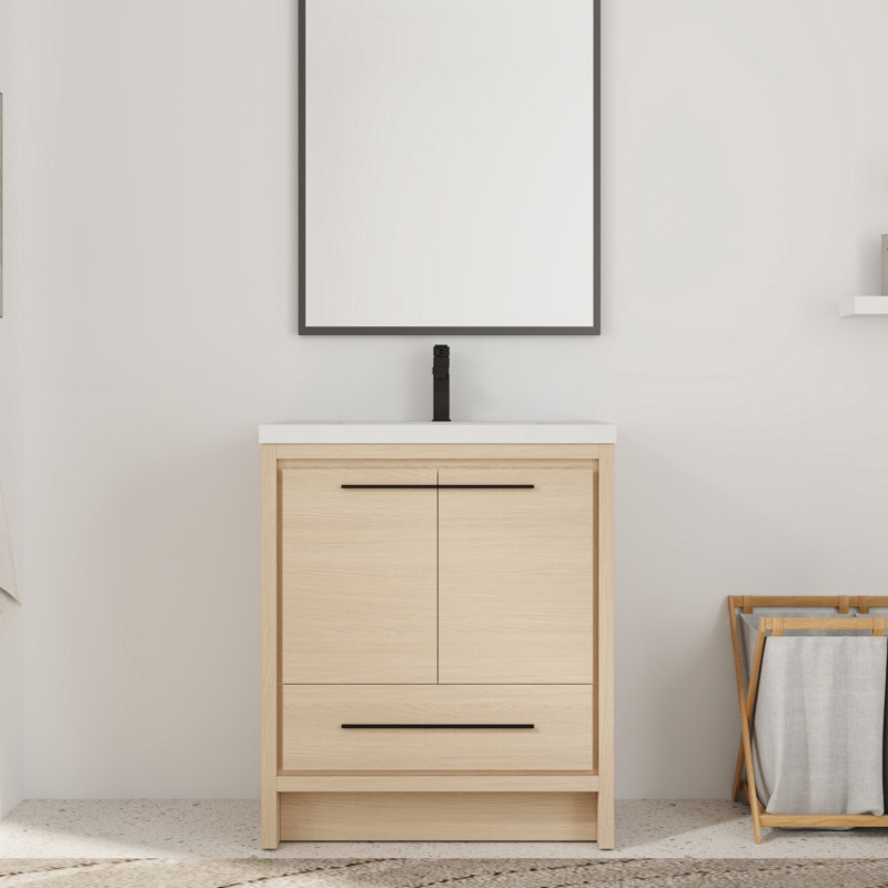 30'' Single Bathroom Vanity with Resin Top, 30"