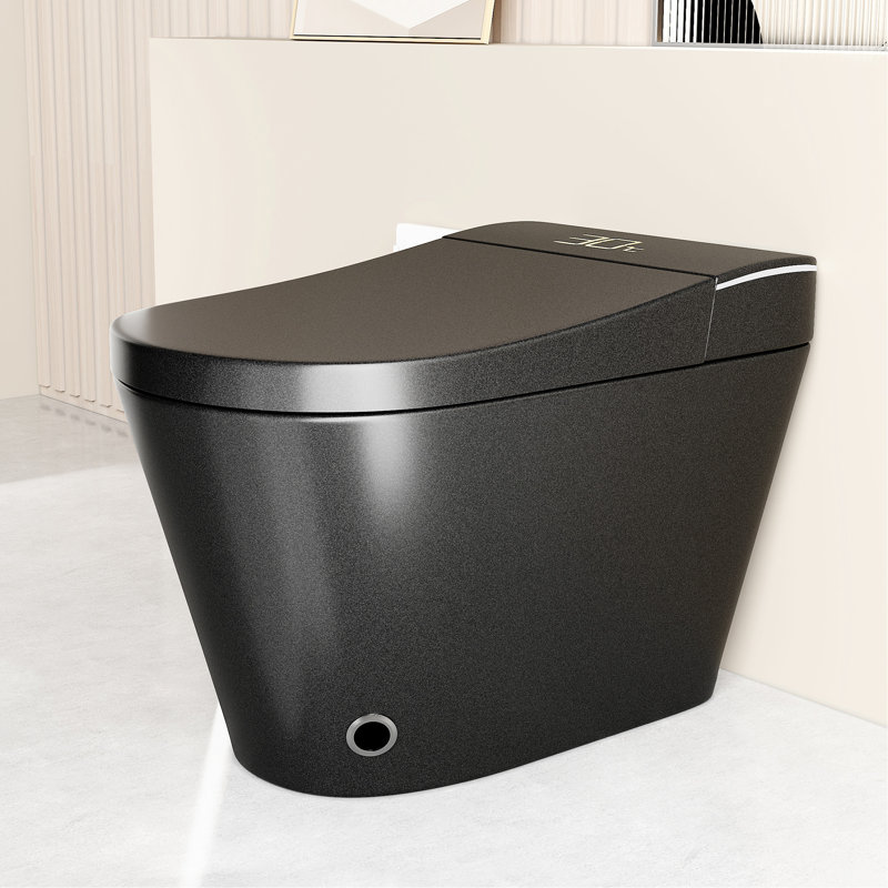 Smart Toilet With Built - In Bidet, Auto Seat Opening And Closing, Siphonic Jet For Clean Flush, Warm Water Drying, Multiple Washing Flushing Options Black Intelligent One Piece Function, Technology