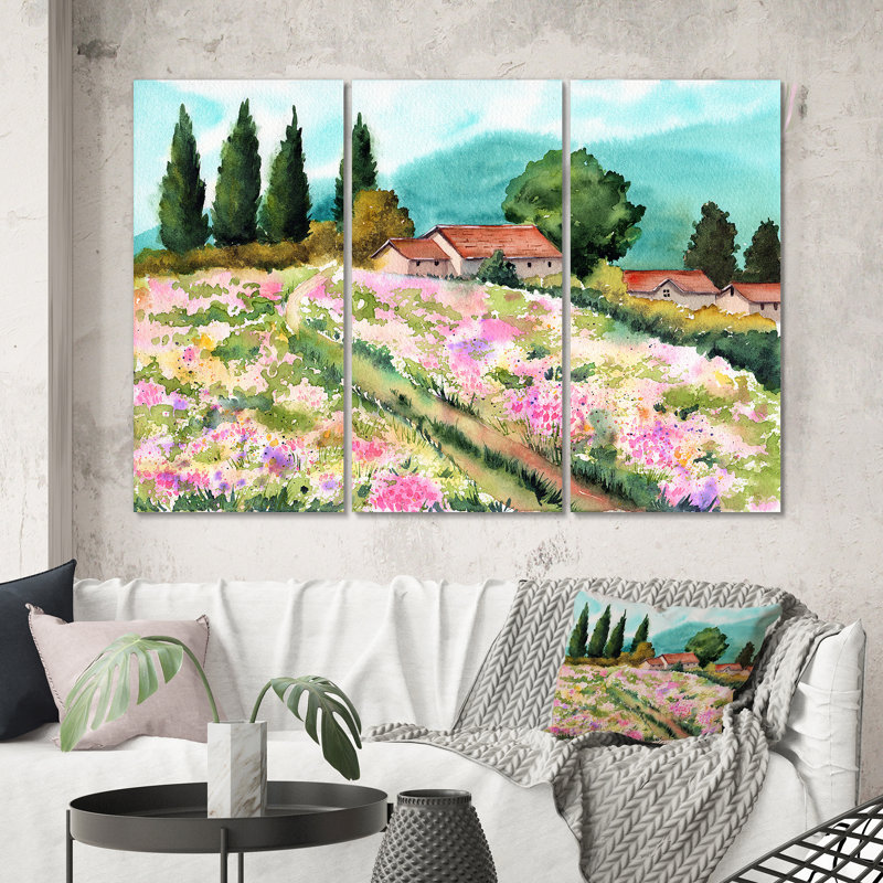 «Little Mountain House On In Meadows», reproduction d'art sur toile, H 40 po x l 60 po x P 1 po