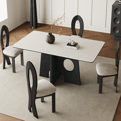 French Retro Light Luxury Rectangular Dining Table Rectangular 31.49'' W Dining Set