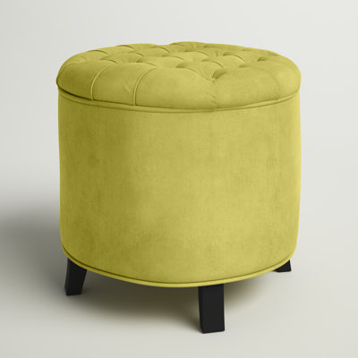 Alethea Velvet Tufted Round Solid Colour Ottoman with Storage