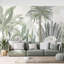 Gris doux Misty Jungle avec des plantes tropicales détaillées-100664616