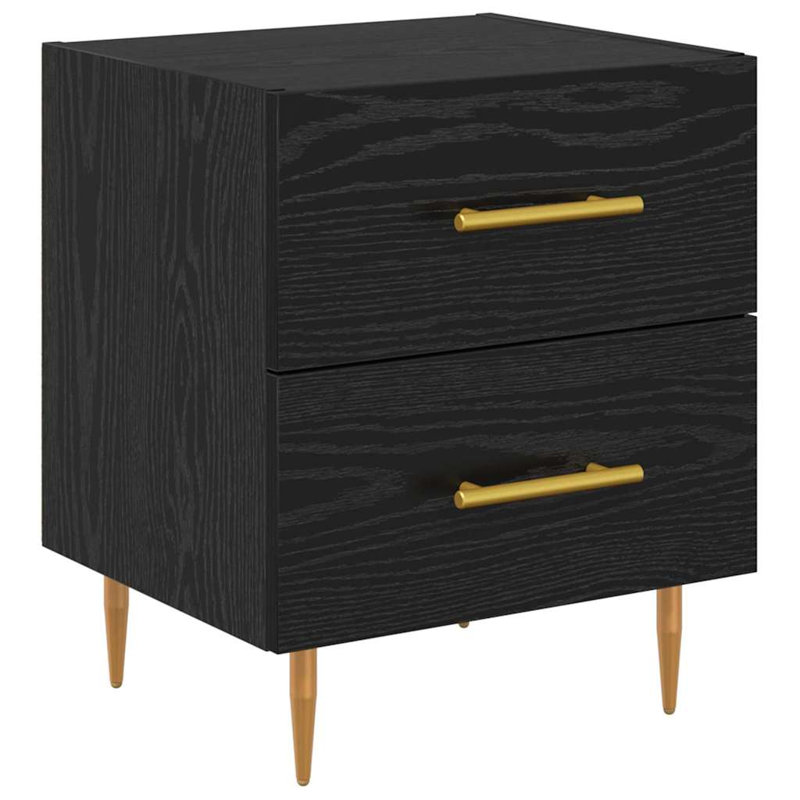 40cm W Manufactured Wood Bedside Table, Black Oak