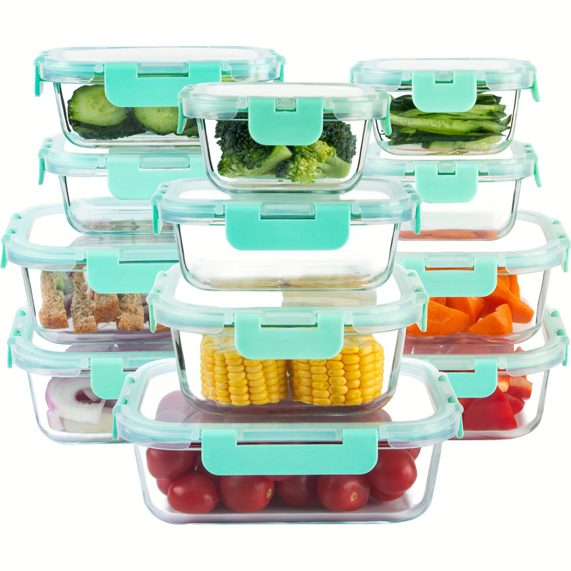 24 pièces 24 pièces contenants alimentaires en verre borosilicaté avec couvercles