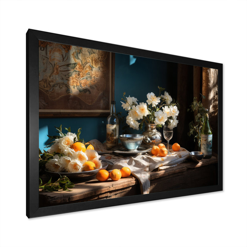 Nature morte floral sérénité II, Cadre photo noir, H 24 po x l 32 po x P 1 po