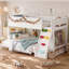 Lit superposé en bois massif avec garde-robe intégré et mur d'escalade, lit multifonctionnel pour enfants-541956148-541956147