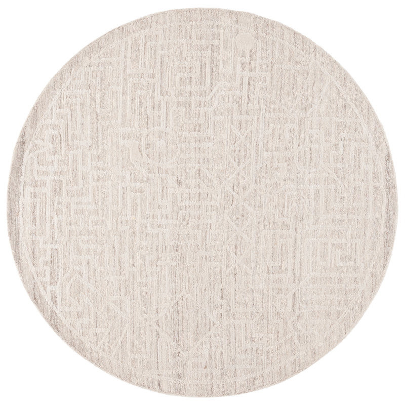 Lanny Hand Tufted Wool Pile Southwestern Rug, Round 6'