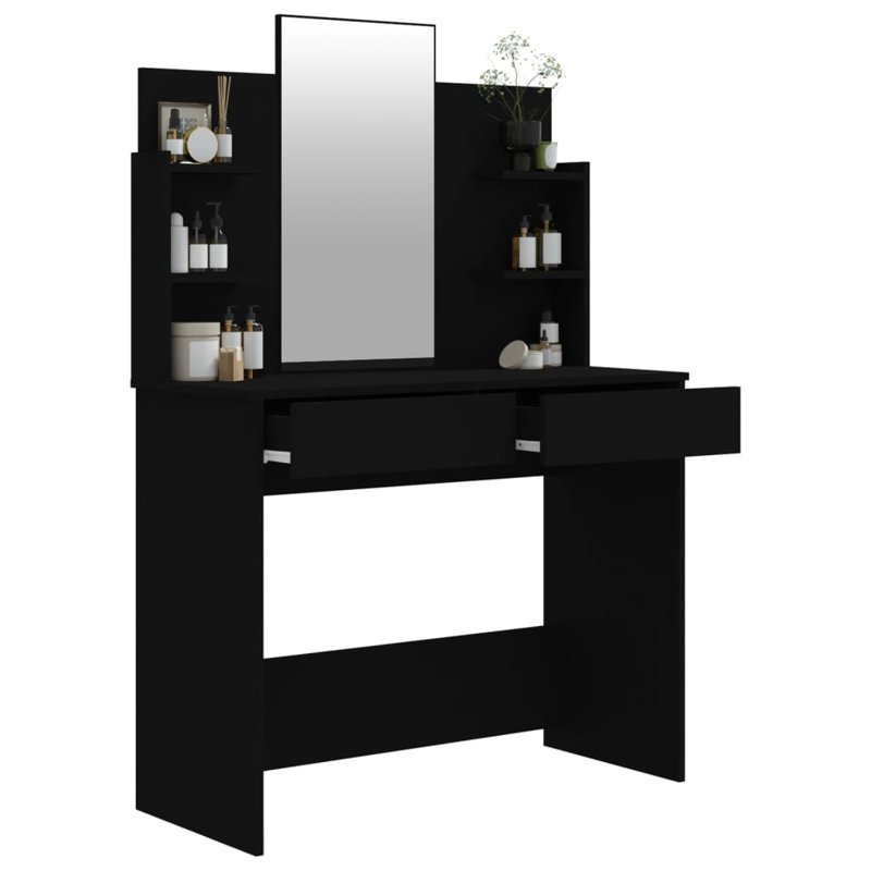 Sartell Dressing Table with Mirror, Black