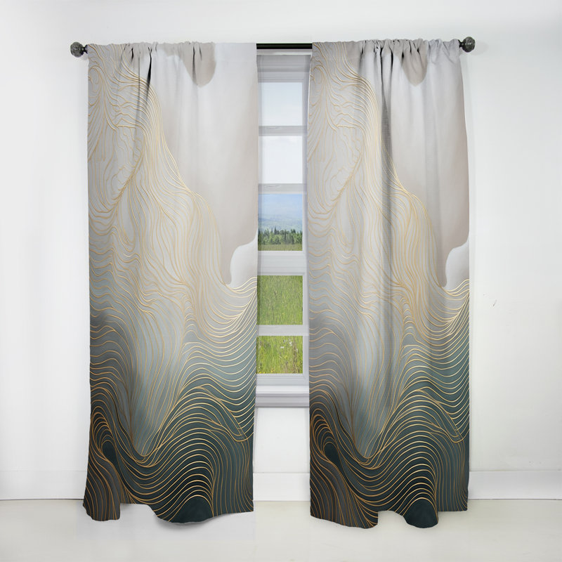 Séverina - Rideau en velours moderne - Rideaux en velours moderne - Or et gris, L 52 po x L 84 po