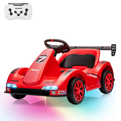 Electric Go Kart Ride On Car for Kids, 2 Motors with Remote Control, Safety Belt, Speed Adjustment, LED Lights & Music
