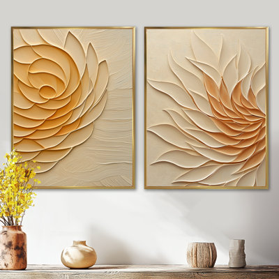 «Solar Flare Botanical Dream I - Botanicals», impression d'art mural abstrait moderne 2 pièces