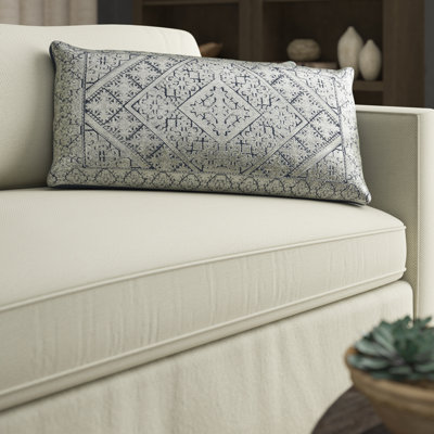 Lila Embroidered Ikat Lumbar Pillow