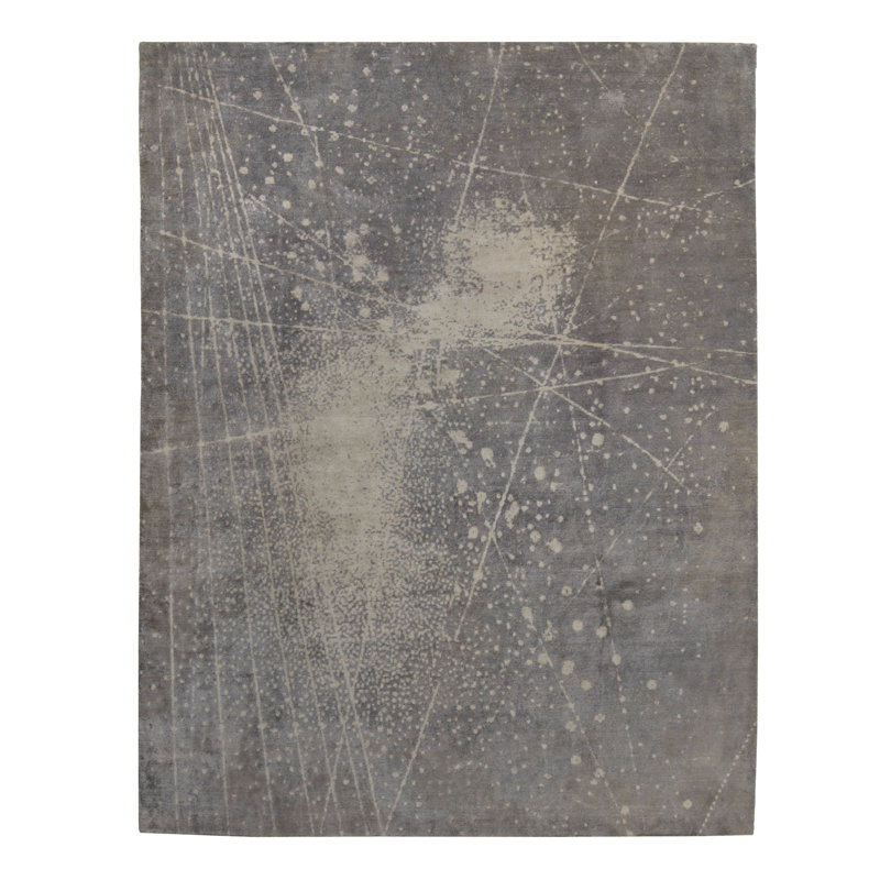Gray Contemporary Silk Rug - 8' x 10'