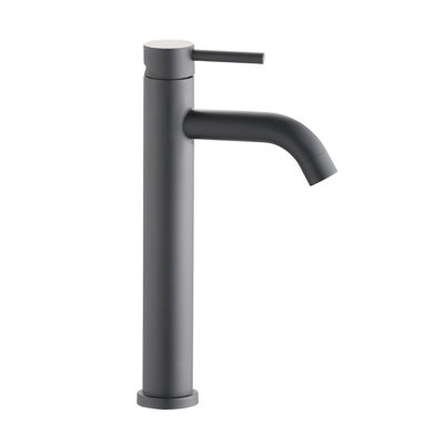 Robinet de salle de bain - Noir mat, 1 trou, fabrication simple en acier inoxydable -