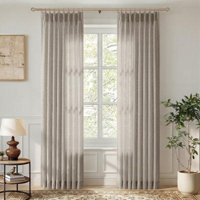 Memory‑Set Linen Textured Light‑Filtering Privacy Curtains for Living Room, Hook Pleat Design(Set of 2)