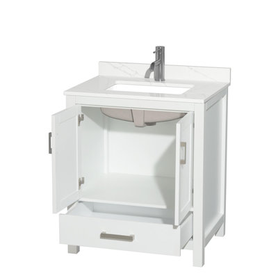 Meuble-lavabo simple autoportant 30 po avec plateau en quartz Sheffield